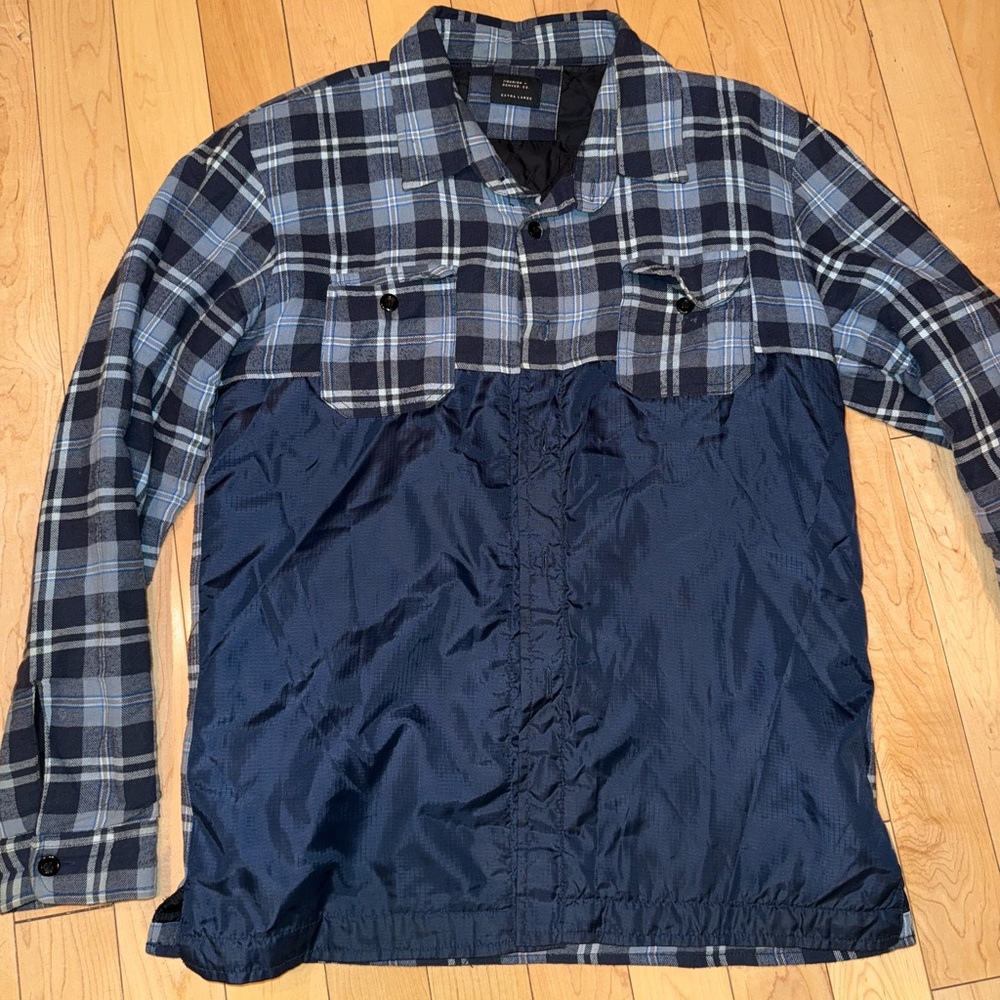 JIBERISH Colorado Blue Lightweight Shirt Jacket with Plaid Design and insulated